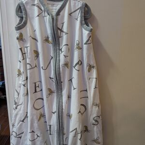 Burt's Bees Baby Bee Print Zippered Sleep Sack - White & Gray with Yellow Bee